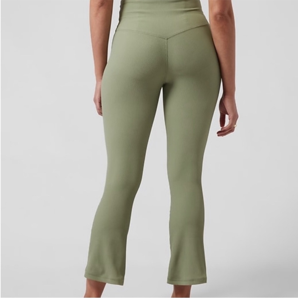 Athleta Elation Rib Crop Flare Pants Eucalyptus Olive Size XL Tall - Picture 2 of 11